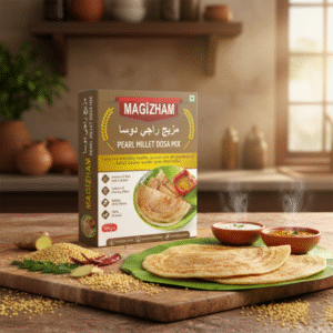 pearl millet dosa mix AI generated product image of magizham pearl millet dosa mix