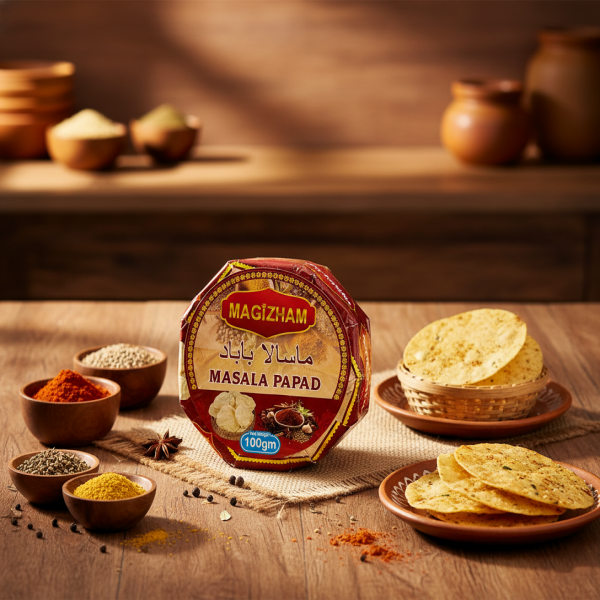 AI generated product image of magizham masala papad