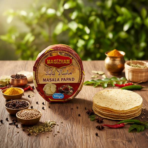 AI generated product image of magizham masala papad