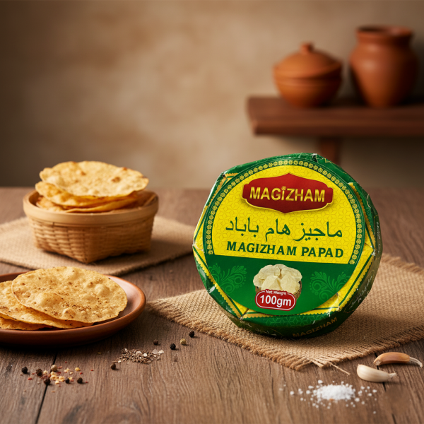 AI generated product image of magizham cumin papad