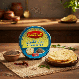 cumin papad AI generated product image of magizham cumin papad