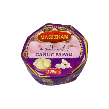 magizham-garlic-papad-front product image of magizham garlic papad with all the nutrition values.