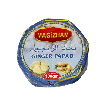 product image of magizham ginger papad with all the nutrition values.