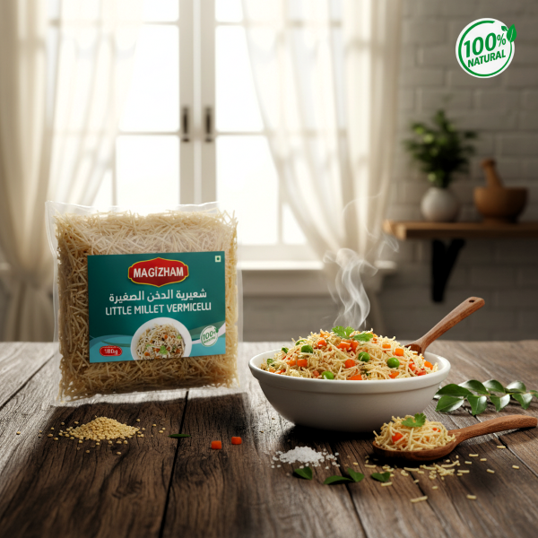 AI generated product image of magizham little millet vermicelli
