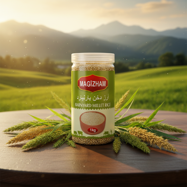 AI generated product image of magizham barnyard millet rice