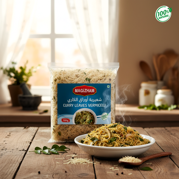 curry leaves vermicelli AI generated product image of magizham curry leaves vermicelli