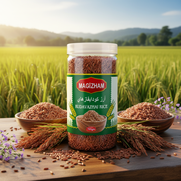 AI generated product image of magizham Kudavazhai Rice