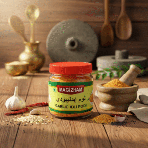 garlic idli podi ai generated product image of magizham garlic idli podi