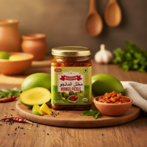 Mango pickle AI generated product image of magizham mango pickle