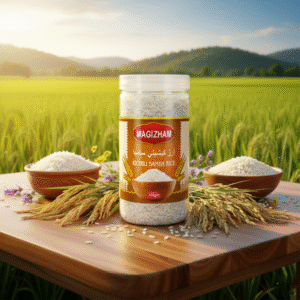 AI generated product image of magizham Kichili Samba Rice