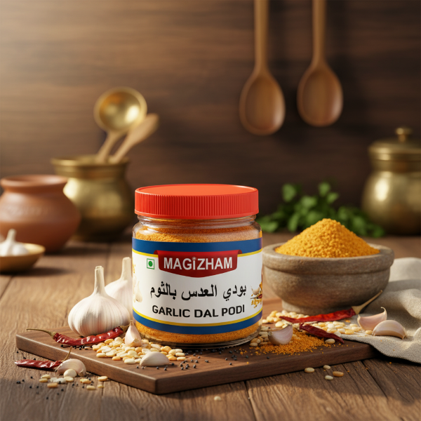 ai generated product image of magizham garlic dal podi