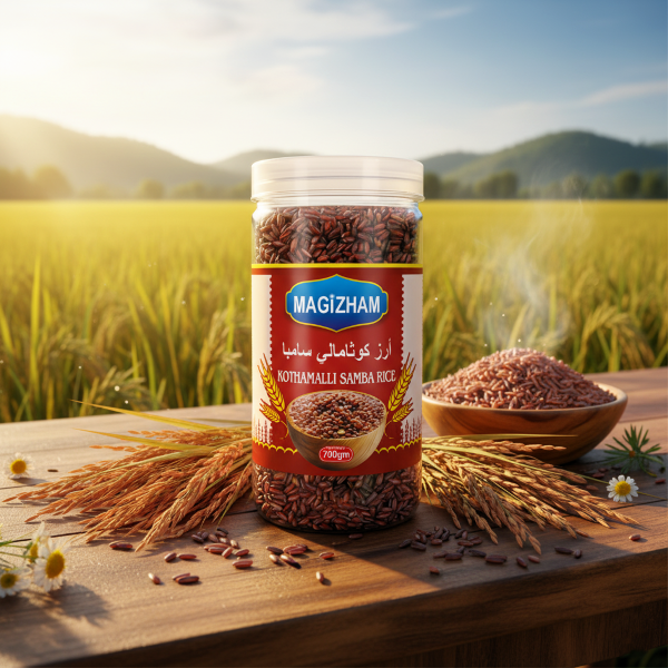 AI generated product image of magizham Kothamalli Samba Rice