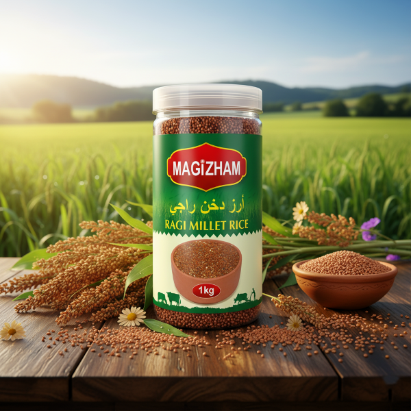 AI generated product image of magizham ragi millet rice
