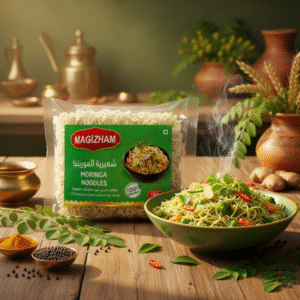 moringa noodles AI generated product image of magizham moringa noodles