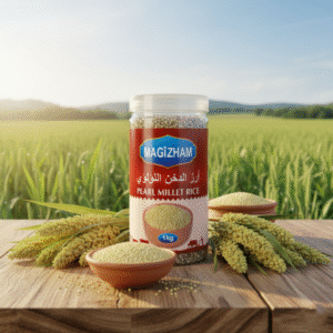 pearl millet rice AI generated product image of magizham pearl millet rice