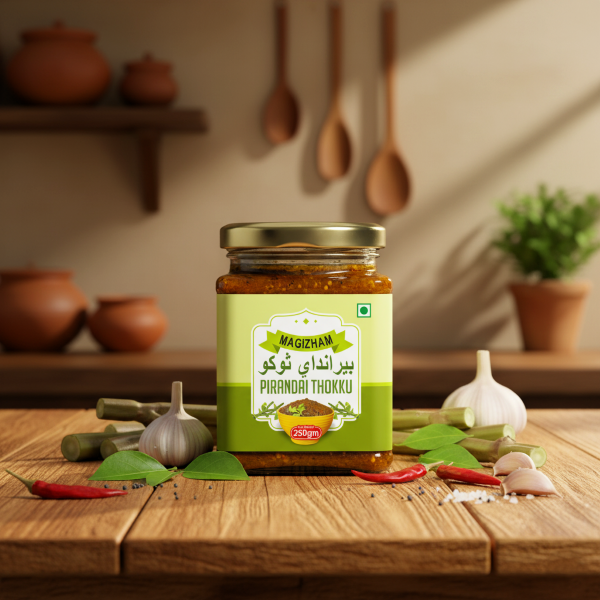 pirandai thokku AI generated product image of magizham pirandai thokku