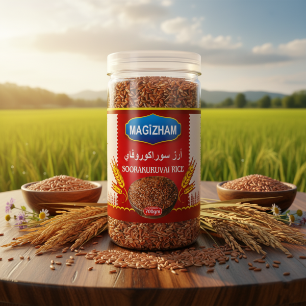 soorakuruvai rice AI generated product image of magizham soorakuruvai rice.