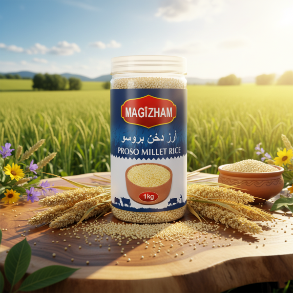 AI generated product image of magizham proso millet rice