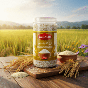 thanga samba rice AI generated product image of magizham thanga samba rice