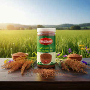Ragi millet rice AI generated product image of magizham ragi millet rice