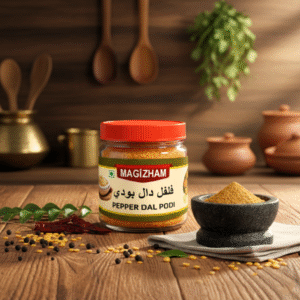 pepper dal podi AI generated product image of magizham pepper dal podi