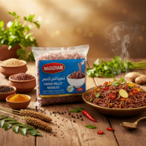 finger millet noodles AI generated product image of magizham finger millet noodles