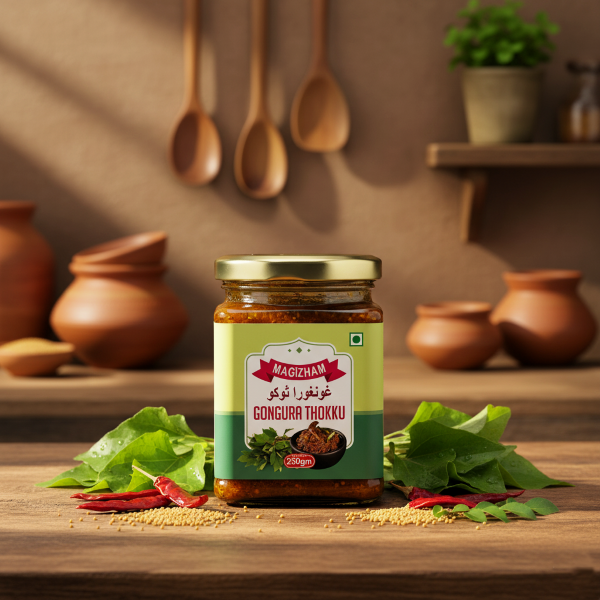 AI generated product image of magizham gongura thokku
