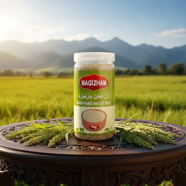 AI generated product image of magizham barnyard millet rice