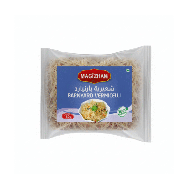 product image of magizham barnyard semiya with all the nutrition values.