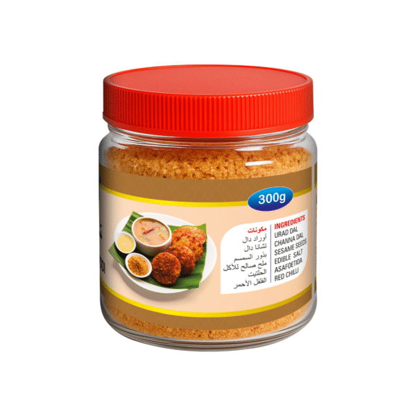 product image of magizham chettinad idli podi with all the nutrition values.