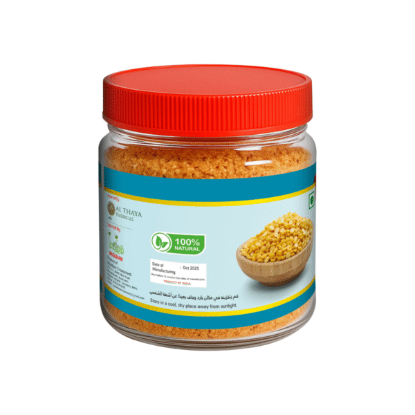 product image of magizham dal podi with all the nutrition values.