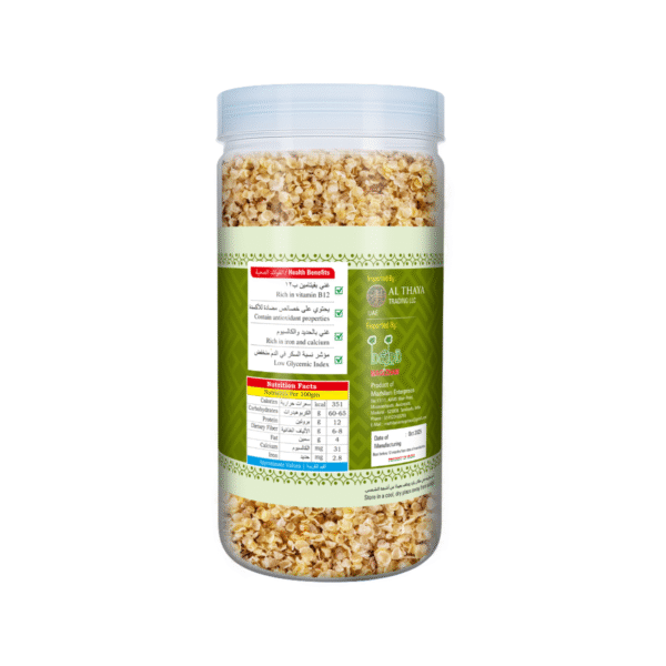 magizham-foxtail-millet-flakes-b product image of magizham foxtail millet flakes with all the nutrition values.