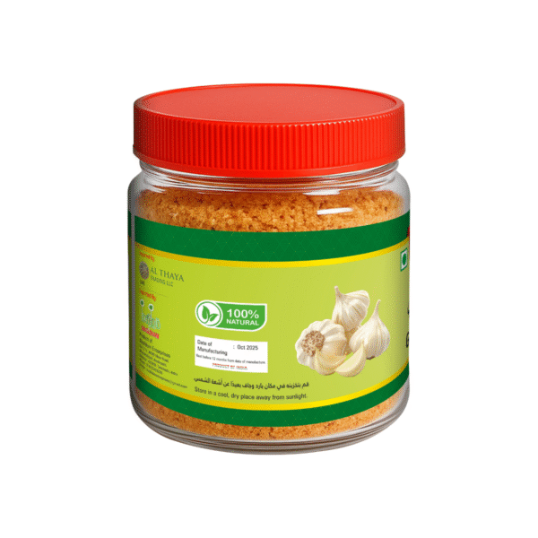 product image of magizham garlic idli podi with all the nutrition values.