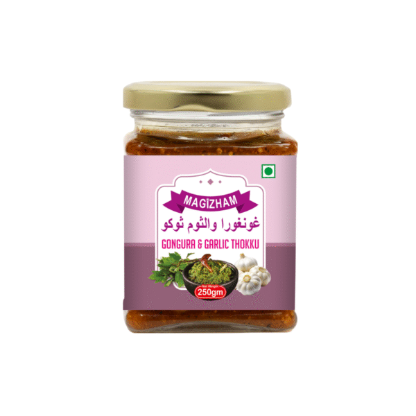 product image of magizham gongura and garlic thokku.