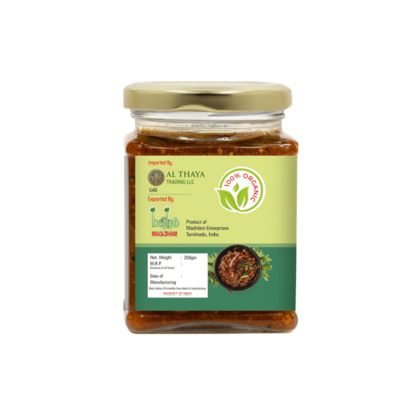 product image of magizham gongura thokku with all the nutrition values.