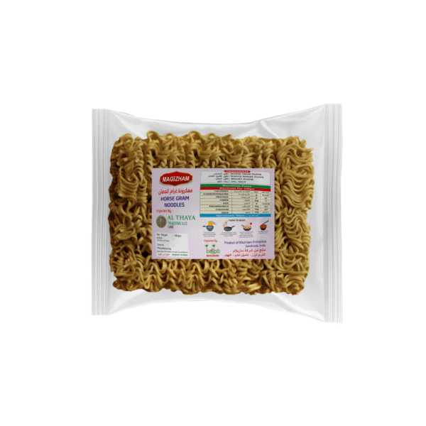 product image of magizham horse gram noodles with all the nutrition values.
