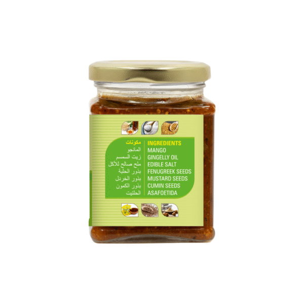 product image of magizham mango pickle which states all the Nutrition value of the product.l