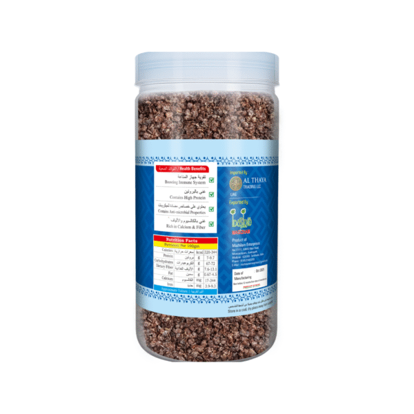 magizham-ragi-millet-flakes-b product image of magizham ragi millet flakes with all the nutrition values.