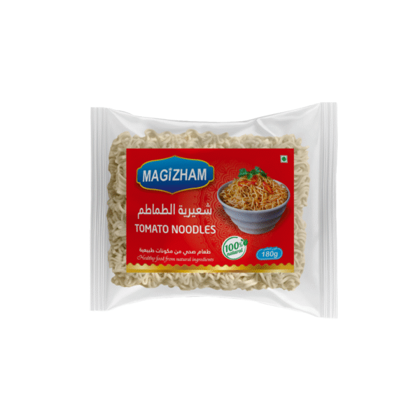 product image of magizham tomato noodles with all the nutrition values.