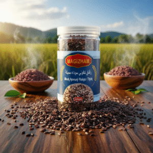 AI generated product image of magizham black kavuni flakes thick