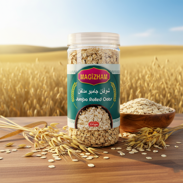 AI generated product image of magizham jumbo rolled oats