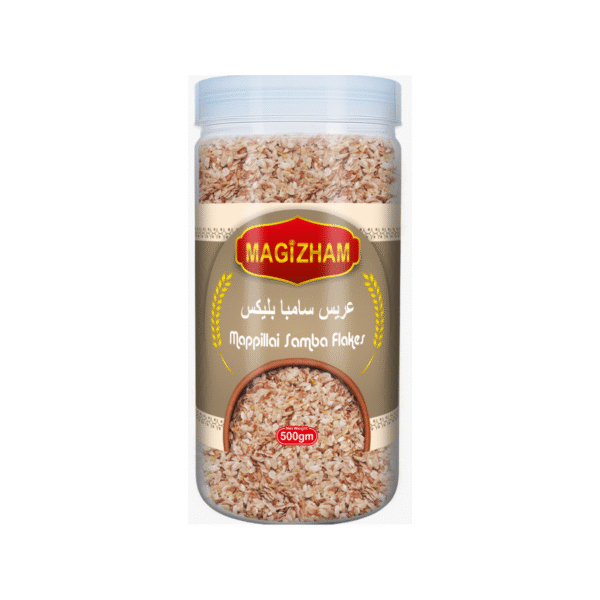 product image of magizham mappilai samba flakes with all the nutrition values.