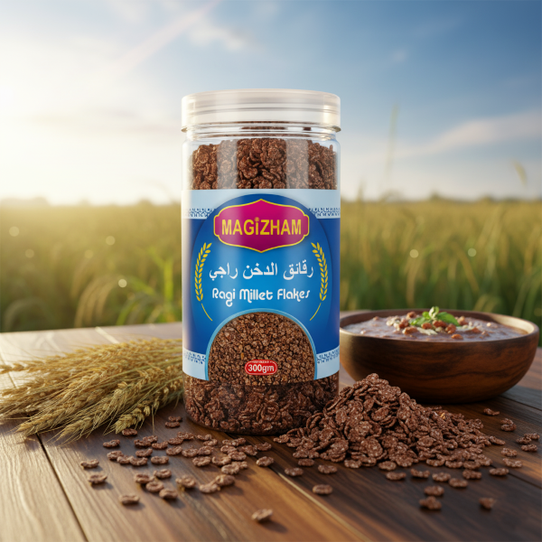 magizham-ragi-millet-flakes AI generated product image of magizham ragi millet flakes